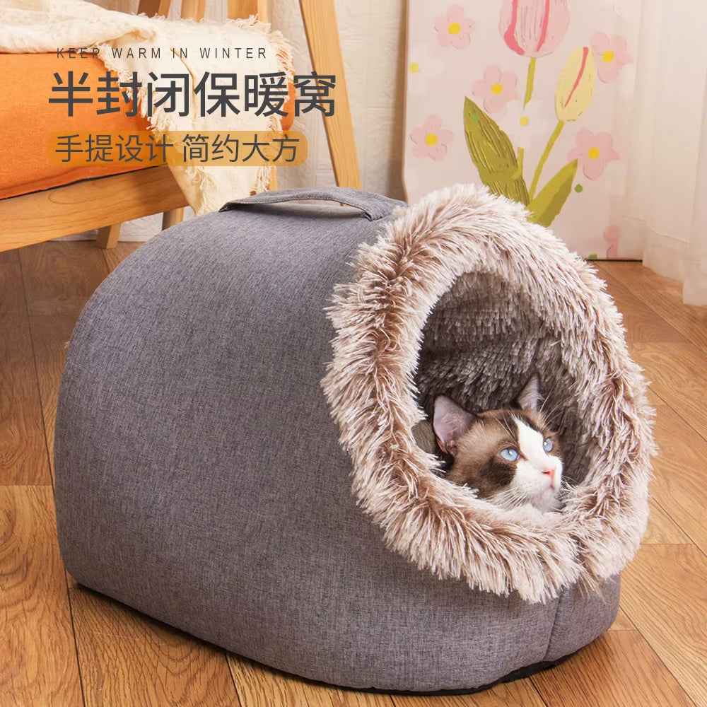 WarmNest Cozy Cave: Self-Warming Tent Bed for Cats and Dogs