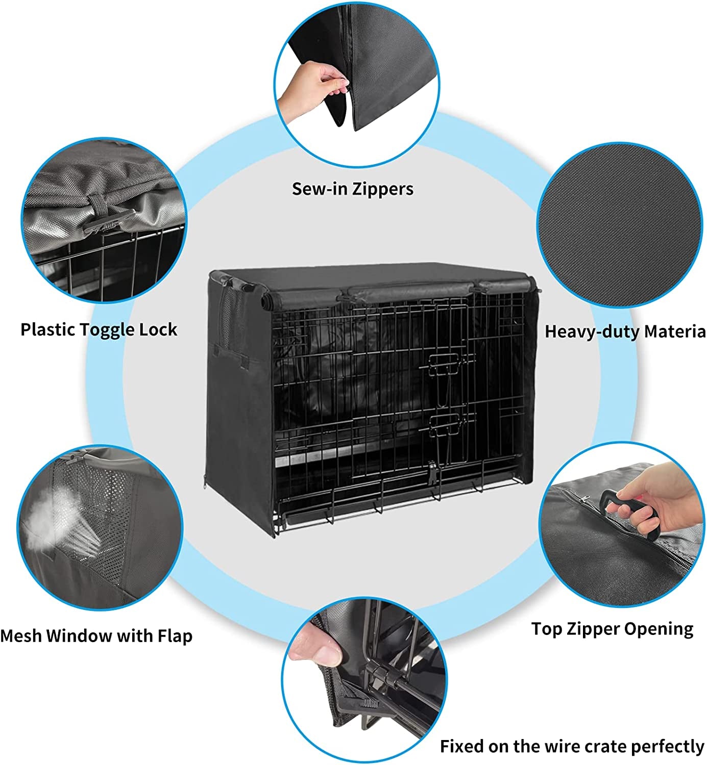 Dog Crate Cover 48 Inch, Large Dog Kennel Cover for Cages - HuckMB Pet Supply