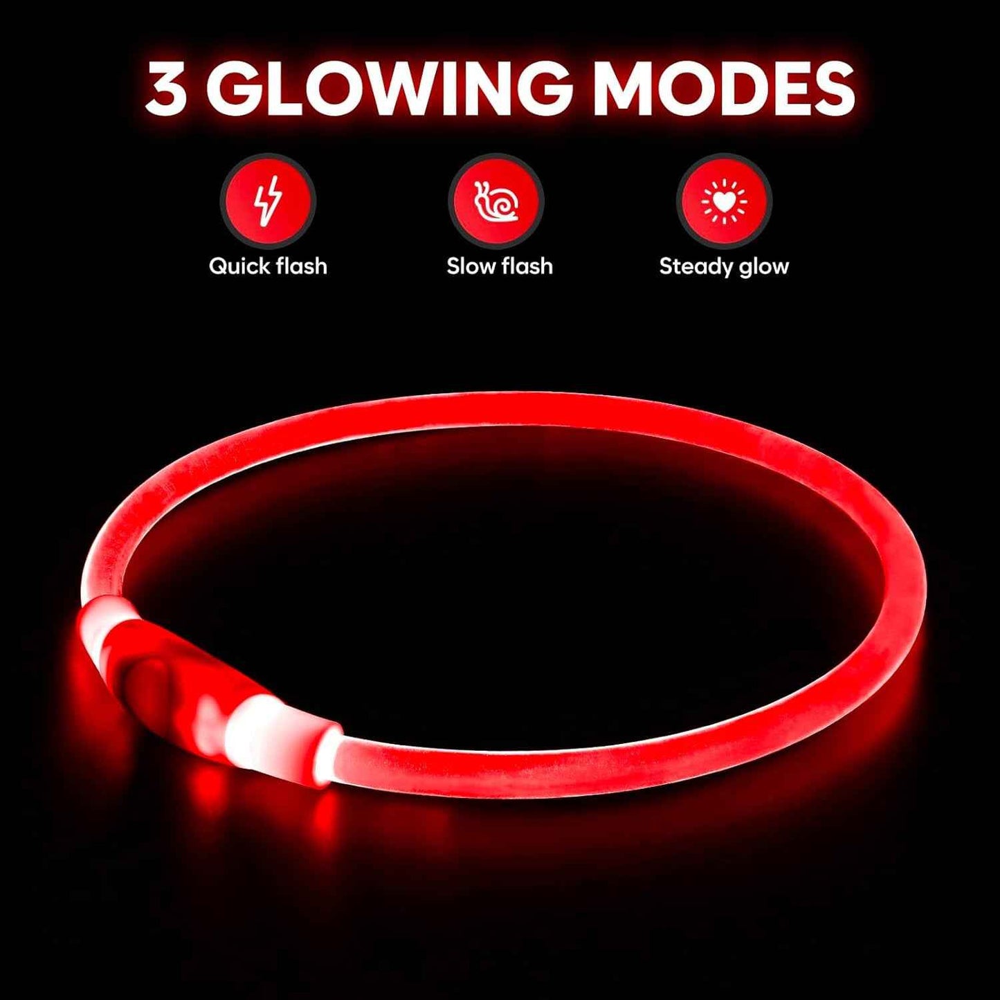 USB Rechargeable LED Dog Collar Light for Night Walks
