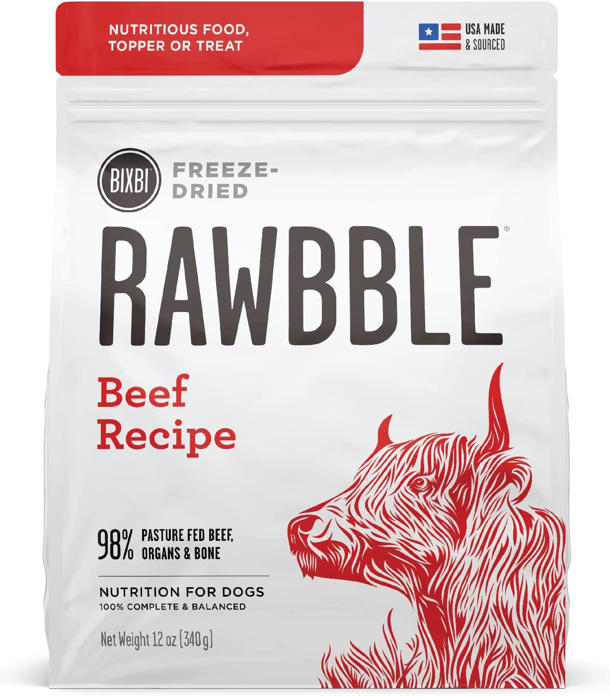 BIXBI Rawbble: 98% Beef Freeze Dried Dog Food, No Fillers - HuckMB Pet Supply