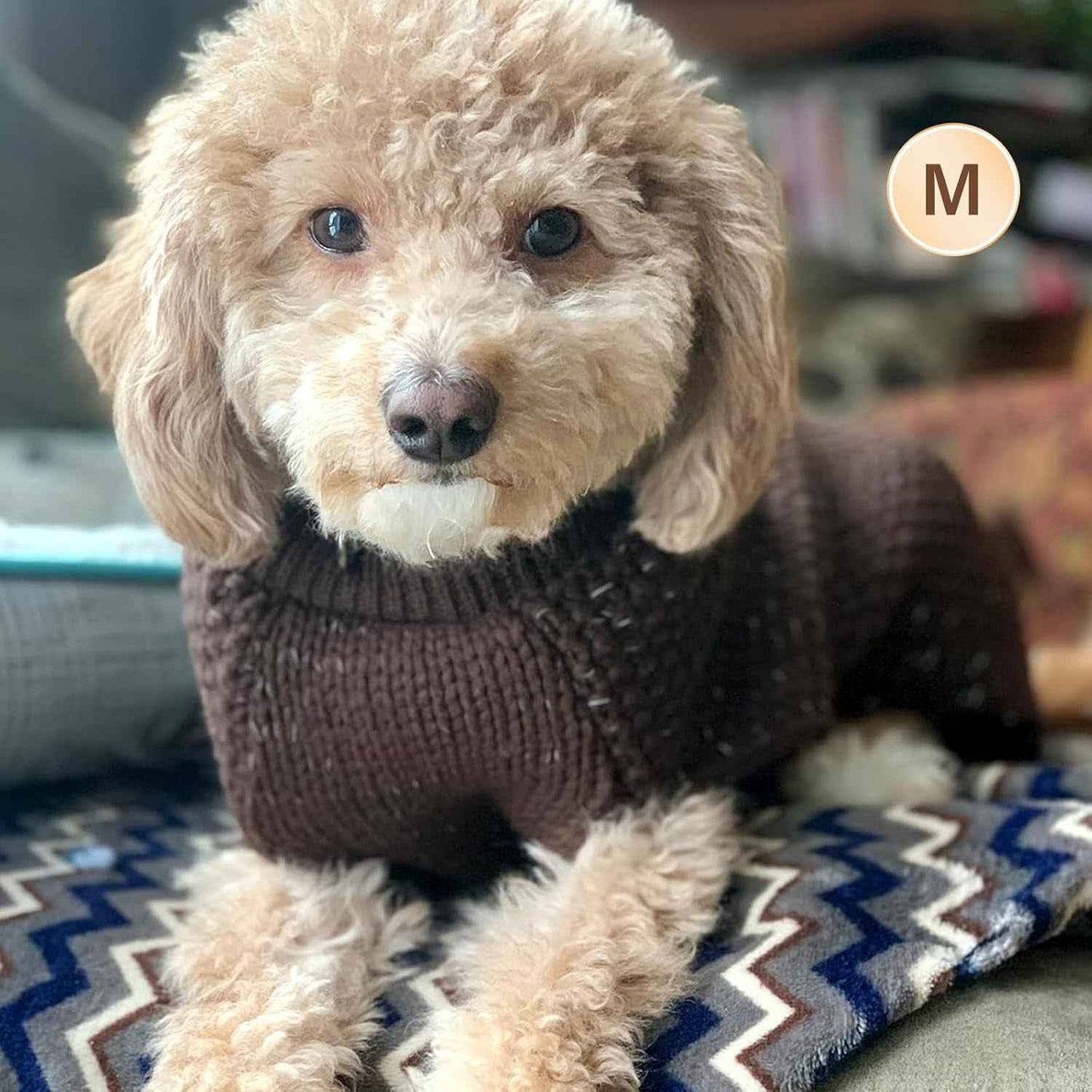 KYEESE Dog Sweater with Leash Hole Warm Pullover with Reflective Yarn for Small and Medium Dogs Male Soft Knit Pullover Boy Dog Coats Cozy Lightweight Thick Sweater,Khaki,Medium