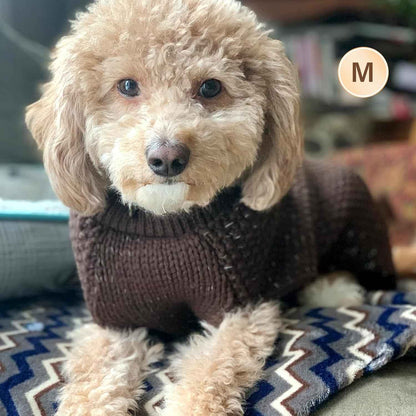 KYEESE Dog Sweater with Leash Hole Warm Pullover with Reflective Yarn for Small and Medium Dogs Male Soft Knit Pullover Boy Dog Coats Cozy Lightweight Thick Sweater,Khaki,Medium