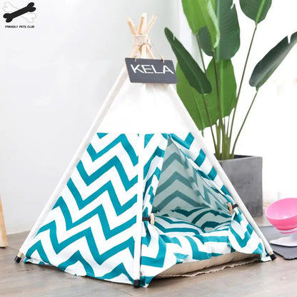 Portable Pet Tent House: Stylish Teepee Cat Bed with Cushion - HuckMB Pet Supply