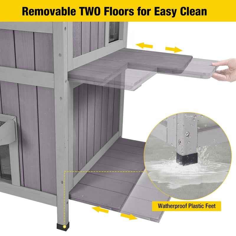 Outdoor Cat House for 2-3 Cats