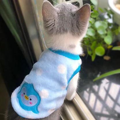 Winter Fleece Pet Clothes: Cartoon Jacket for Cats & Dogs - HuckMB Pet Supply