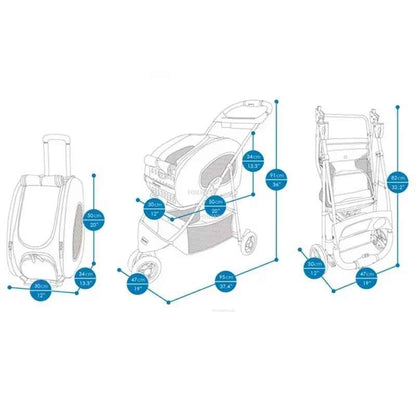 Foldable Pet Stroller Trolley Backpack