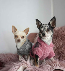 Fitwarm Fuzzy Dog Sweater, Knitted Winter Dog Clothes for Small Dogs Boy Girl, Pet Cat Hooded Outfit, Heather Grey, Black, Medium