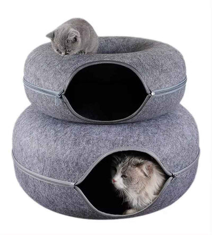 Interactive Donut Pet Cat Tunnel Bed - Play & Rest Toy