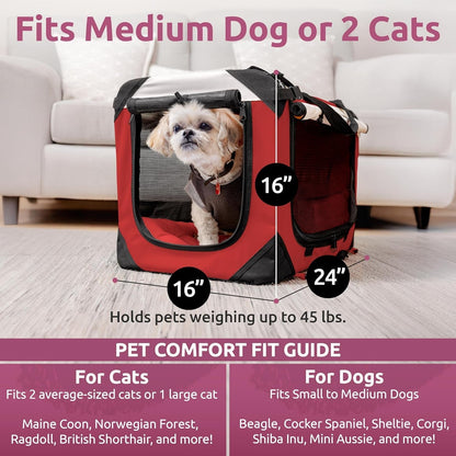 Large Soft-Sided Pet Carrier for Cats & Medium Dogs - Travel - HuckMB Pet Supply