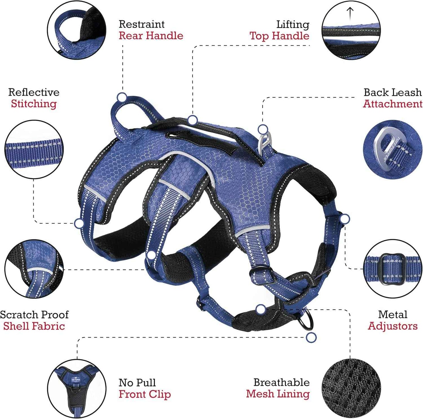 Tuff Pupper Escape Proof Adjustable Dog Harness | 5-Point