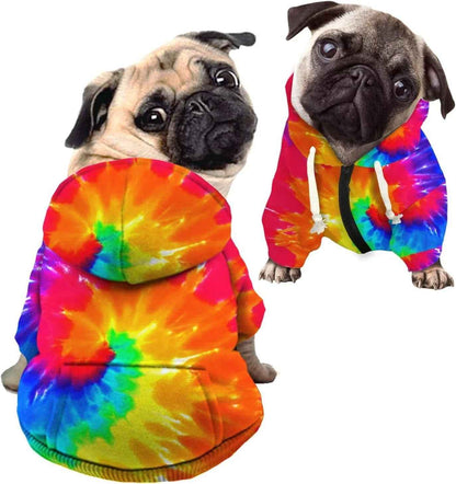 Howilath Dog Sweaters with Hat, Tie-Dye Rainbow Soft and Warm Sweater for Small to Large Dogs & Cats - S