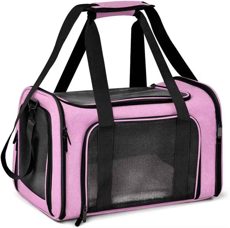 Portable Pet Travel Bag - Mesh Carrier for Cats & Dogs