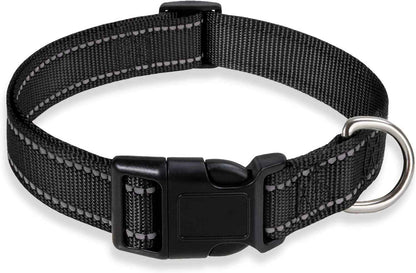 Adjustable Reflective Dog Collar with Buckle Safety