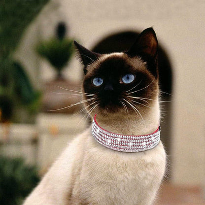 Velvet Rhinestone Pet Collar: Bling & Comfort - HuckMB Pet Supply