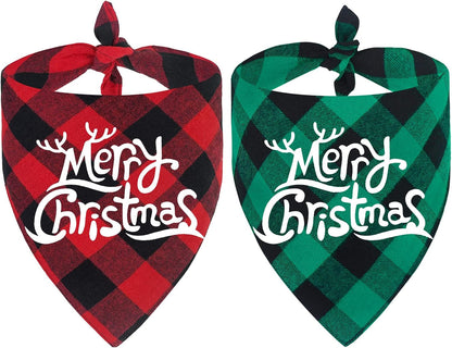 Christmas Dog Bandanas Buffalo Plaid | Festive Scarves - HuckMB Pet Supply