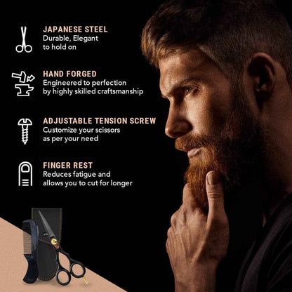 Japanese Steel Beard & Mustache Scissors - Precision Tool