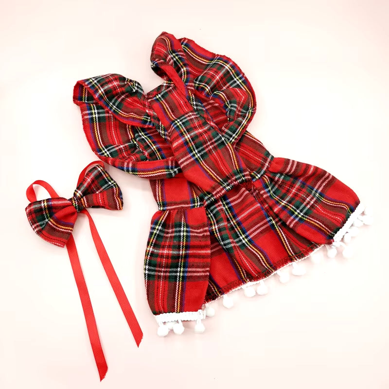 Christmas Checker Pet Dresses for Small Dogs and Cats - HuckMB Pet Supply