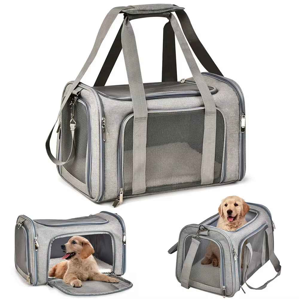 Portable Pet Travel Bag - Mesh Carrier for Cats & Dogs