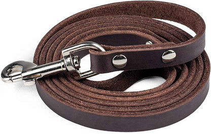 Genuine Leather Dog Leash - Durable, Stylish & All-Size Fit