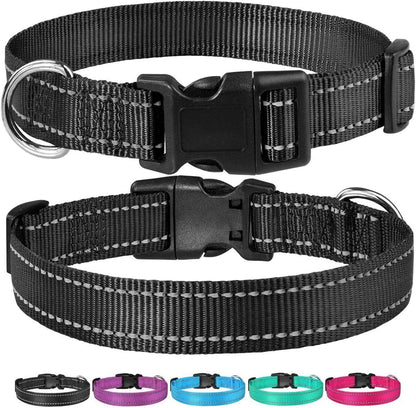 Adjustable Reflective Dog Collar with Buckle Safety