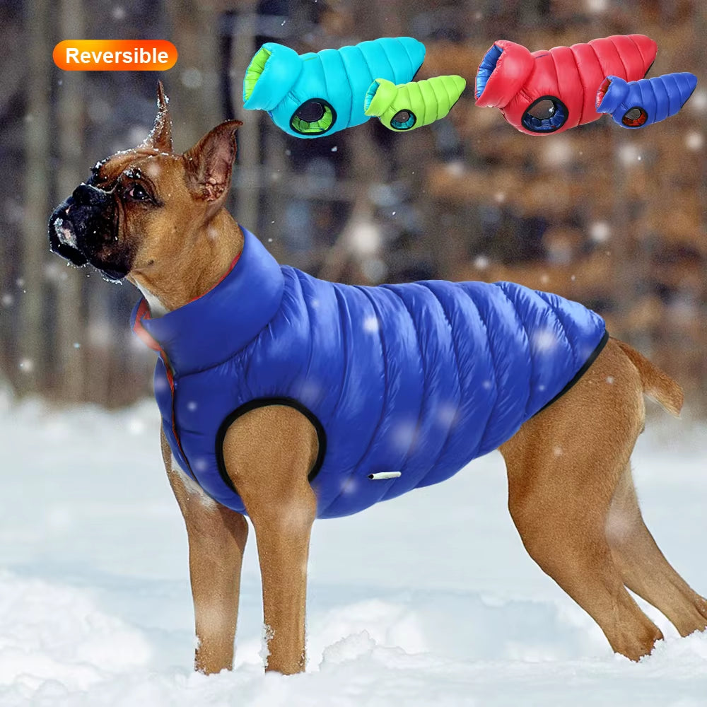 Reversible Winter Dog Jacket: Waterproof Coat for All Dogs - HuckMB Pet Supply