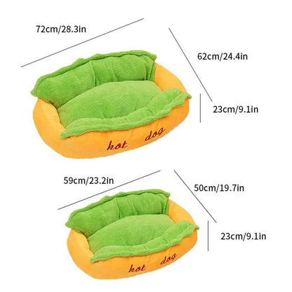 Hot Dog Design Pet Bed: Cozy Washable Lounger Dogs & Cats