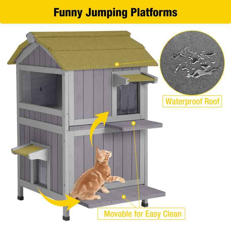 Outdoor Cat House for 2-3 Cats