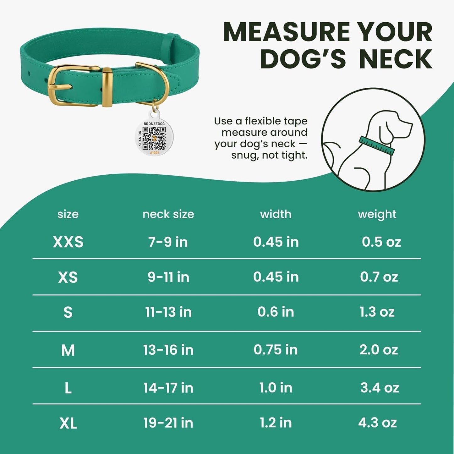 Durable Leather Dog Collar with Green Buckle - BRONZEDOG - HuckMB Pet Supply