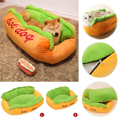 Hot Dog Design Pet Bed: Cozy Washable Lounger Dogs & Cats