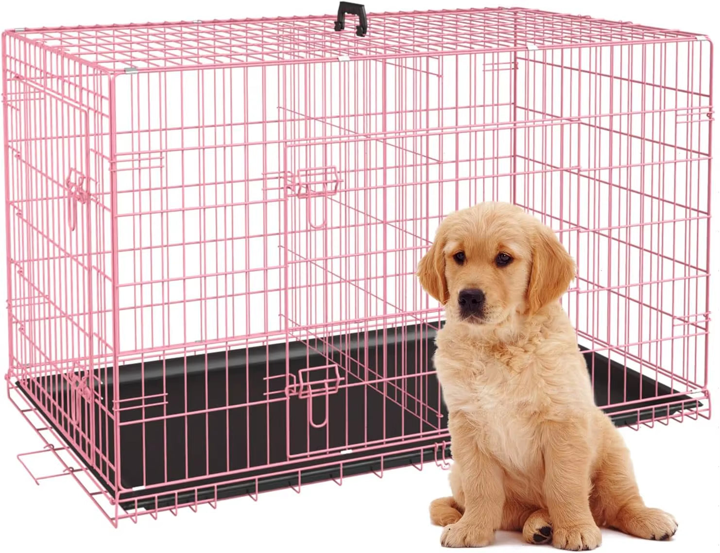 Large Dog Crate 48 Inch Double-Door: Secure, Foldable Kennel - HuckMB Pet Supply