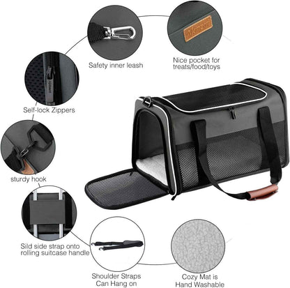 Airline Approved Soft-Sided Pet Carrier for Cats and Dogs