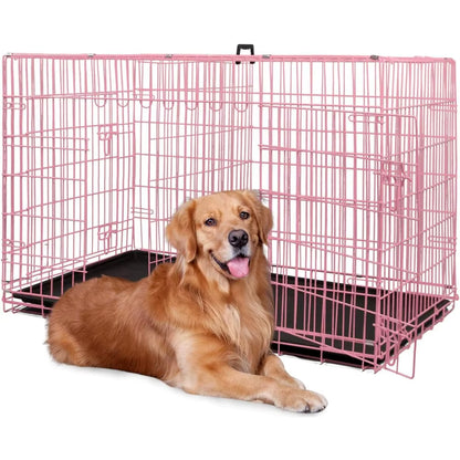 Large Dog Crate 48 Inch Double-Door: Secure, Foldable Kennel - HuckMB Pet Supply