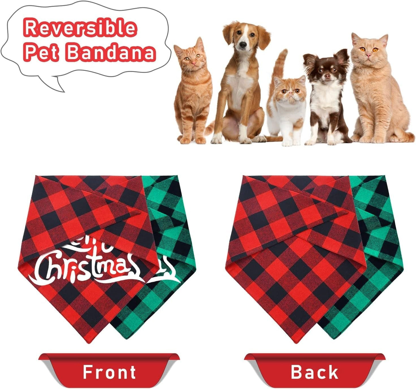 Christmas Dog Bandanas Buffalo Plaid | Festive Scarves - HuckMB Pet Supply