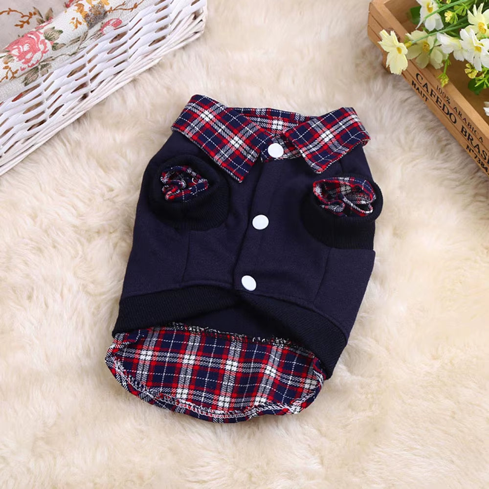 Plaid Dog Polo Shirt - Stylish Attire for Small Dogs - HuckMB Pet Supply