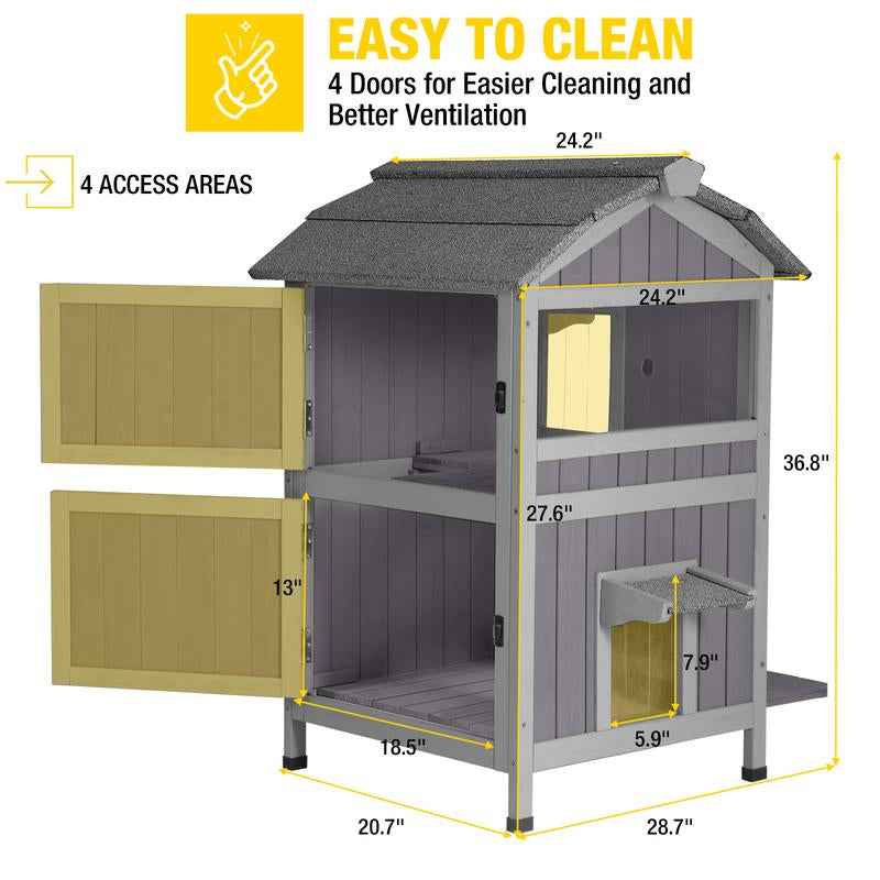 Outdoor Cat House for 2-3 Cats