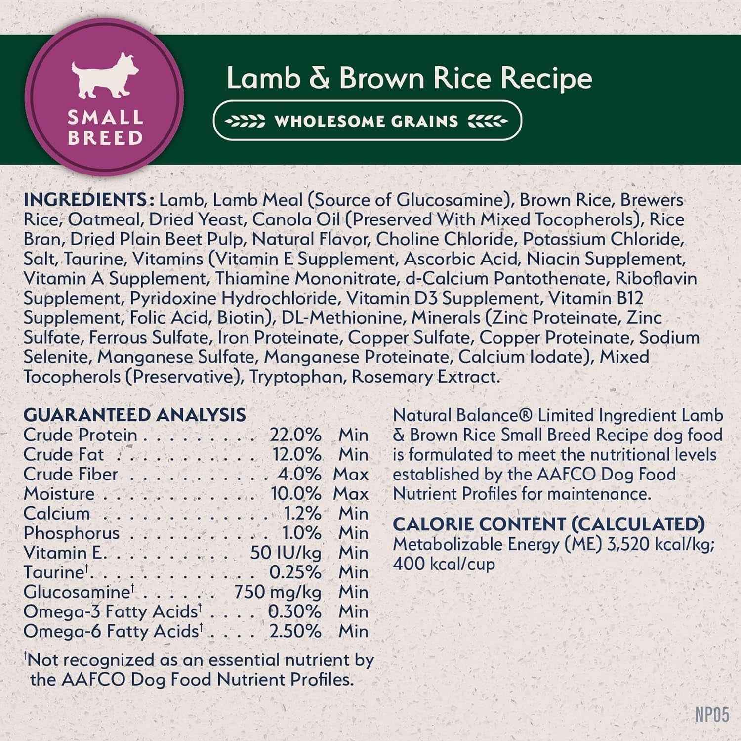 Lamb & Rice Small-Breed Dog Food: Natural Balance Nutrition