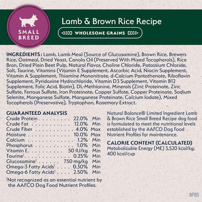 Lamb & Rice Small-Breed Dog Food: Natural Balance Nutrition